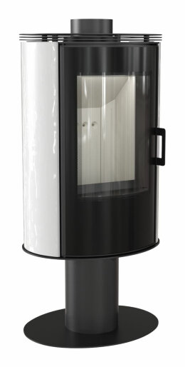 Печь-камин Kratki Koza AB S/N/O/DR GLASS (поворотная, кафель белый)